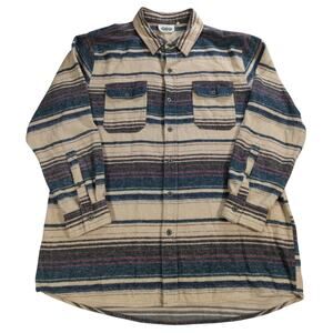 ODG Outdoor Gear Mens XL Flannel Shirt Beige Stripe Aztec Southwestern Button